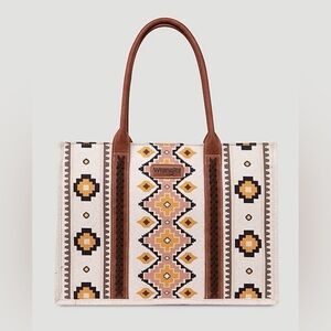 Wrangler Southwestern Print Canvas Wide Tote *Brand New*